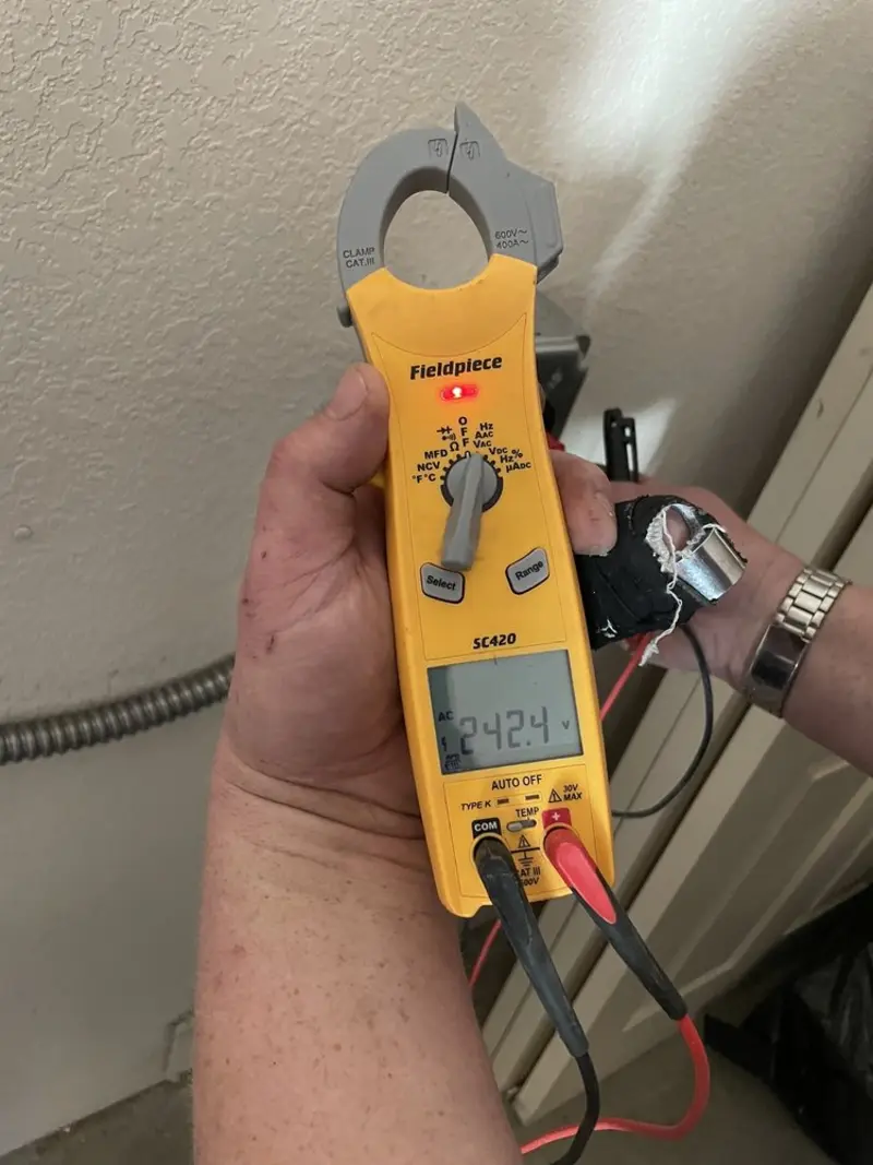 Voltage testing with clamp meter during Aluminum Wiring Replacement in Mint Hill